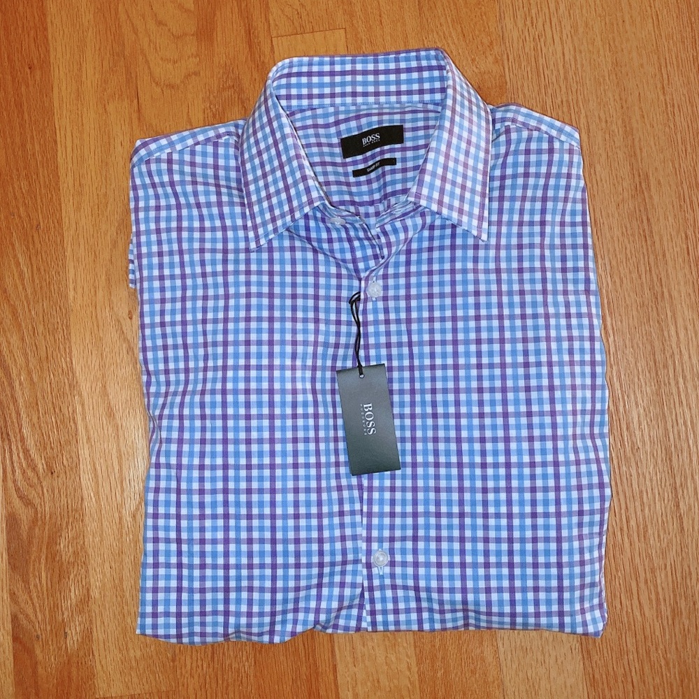 *NEW* HUGO BOSS sharp fit dress shirt 15R 32/33